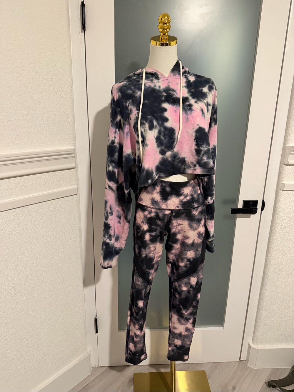 Forever 21 Pink & Black Tie-Dye Jogger Set